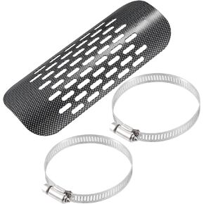 X AUTOHAUX 1 Set Universal Motorcycle Exhaust Heat Shield Pipe Shield Exhaust Guard Muffler Protector Carbon Fiber Pattern Black
