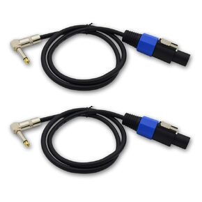 Speakon to 1/4 Speaker Cable 3ft,Speakon to 1/4 Inch Right Angle Connector Audio Plug Speaker Cables Adapter 12 Gauge Connection for Amplifier/Monitor/Stage/Studio - 2 Pack 3 feet