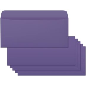 Business Envelops, 200-Pack #10 Purple Envelopes, Standard Square Flap, Gummed Seal, Perfect for Invitations, Office, Checks, Letter, Mailing, Crafts, Printable, Windowless, 4-1/8 x 9-1/2 Inches