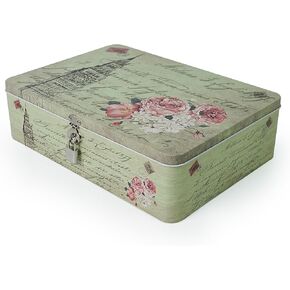 Luwint Tin Metal Storage Box - Vintage Letter Paper Cookies Container Decorative Secret Case with Key & Lock Gifts for Boys Girls Birthday Home Decor Keepsake