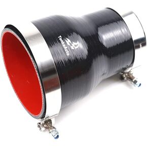 6" Length High Performance 4-Ply Reinforced 2" to 2.25" ID Straight Reducer Silicone Hose Coupler With SS T Bolt Clamp (Black 2"-2.25")