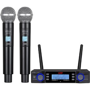 نظام ميكروفون لاسلكي 200 قناة، مجموعة ميكروفون لاسلكي مزدوج UHF معدني، مسافة طويلة 160-250 قدم، تردد المسح التلقائي، يستخدم لغناء الكاريوكي، والحفلات العائلية، والكنيسة (ZM830) in Saudi Arabia