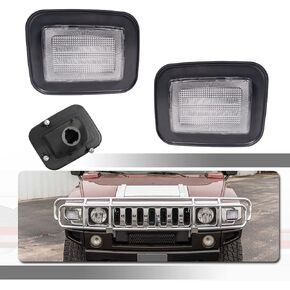 Compatible With 2003 2004 2005 2006 2007 2008 2009 Hummer H2 Front Corner Turn Signal Parking Lights & Daytime running lamps 2 IN 1 Clear Lens Amber & White 15060530 15060529