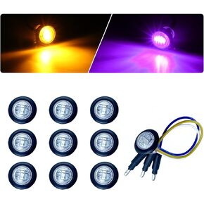 D13 3/4 Side Marker Dual Revolution LED Marker Lights Amber to Blue with Bullet Plug Indicators & Turn Signal LED Lights for Trailer Truck Camper RV