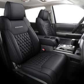 Huidasource Dodge Ram 1500 Seat Covers Front Pair, Full Coverage Leather Pickup Seat Cushion Protector Custom Fit for 2009-2018 Ram 1500, 2010-2023 Ram 2500/3500 Crew/Mega Cab(Concave Front/Black)