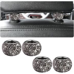 Car Bling Headrest Collars, 4 Pcs Car Head Rest Collars Rings Decoration, Rhinestone Crystal Diamond Interior Accessories for Auto Head Rest, Crystal Charms for Car SUV Truck (AB Color)