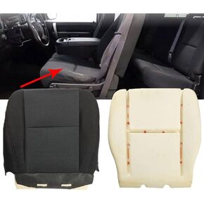 munirater LH Driver Side Bottom Cloth Seat Cover (Black) and Foam Cushion Pad Replacement for 2007-2014 Silverado 1500 2500HD 3500HD