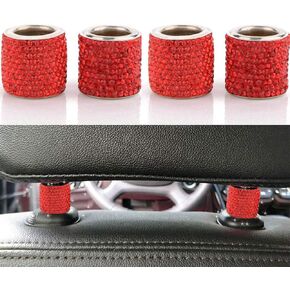 4 عبوات من أطواق مسند رأس السيارة، أطواق مسند رأس السيارة، حلقات ديكور بلينغ بلينغ كريستال دايموند آيس لسيارة الدفع الرباعي والديكور الداخلي للشاحنة (أحمر) in Kuwait