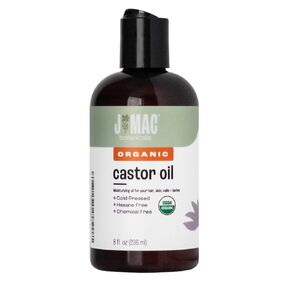 J MAC BOTANICALS Organic Castor Oil (8 oz) Cold Pressed, BPA Free, Castor hexane free, for face, skin, eyelashes, Certified USDA Organic