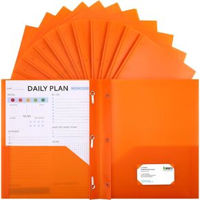 Yeaqee 48 Packs Plastic Folders with Prongs and Pocket Heavy Duty Plastic Folder with Business Card Slot Prong Folders with 3 Prong Fasteners for Schoolwork and Office, Letter Size (Morandi Colors)