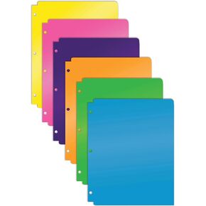 Better Office Products 3 Hole Punch Pocket Folders, Heavyweight Plastic 2 Pocket Folders, Bulk Pack, Assorted Bright Neon Colors, Letter Size, with Business Card Slot,(6 Pack)