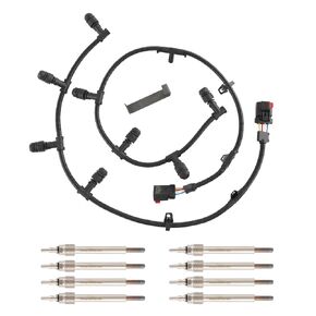 Glow Plug Connector Wire Harness with 8pcs Glow Plugs Compatible with F250 F350 F450 E350 E450 Super Duty 6.0L Powerstroke 2004-2010, Replace 5C3Z-12A690-A 4C2Z-12A690-AB