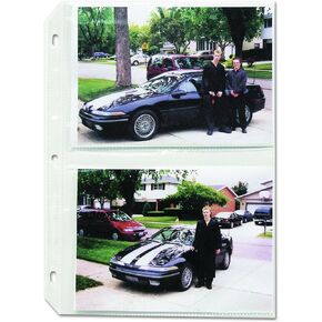 C-Line Ring Binder Photo Storage Pages for 3.5 x 5 Inch Photos, Top Load, 8 Photos/Page, 50 Pages per Box (52584)
