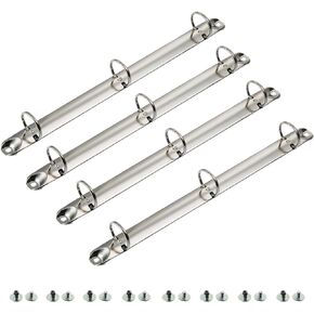 4 Pack Letter Size Ring Binder Mechanism, Metal 3 Ring Binders Ring Replacement Kit, Loose Leaf Binding Spines Combs for Organizers DIY Planners(Silver)