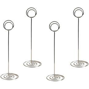 4 Pack 8.66 inch Tall Table Number Holders Place Card Holder Table Picture Holder Wire Photo Holder Clips Picture Memo Note Photo Stand (Roundness)