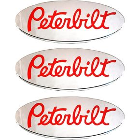 3pcs Name Emblem Plate Custom CNC 6061 Logo Grille Fender 3D Badge Replacement for Peterbilt (Chrome)