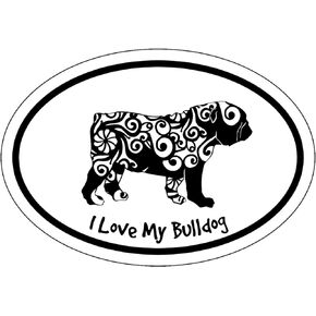 WickedGoodz I Love My Bulldog Vinyl Decal - Dog Breed Bumper Sticker - for Laptops Tumblers Windows Cars Trucks Walls
