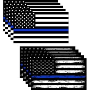 GRITKULTURE 5.1 Inch X 3 Inch Thin Blue Line US Flag Decal Stickers Pack of 10 for Trucks Cars American Flag Black American Flag Back The Blue Decals Car Stickers Bumper Stickers