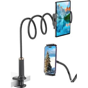 Gooseneck Tablet Holder - Flexible Tablet Stand, Tablet Holder,Cell Phone Holder,Cell Phone Stand, Flexible Adjustable Arm in Bed for/Mobile Phone/Switch/etc, 98 cm Total Length (Black)