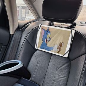 Car Headrest Tablet Holder for Rear and Forward Facing for Kids Children, Hanger Case Mount Compatible with iPad Kindle Samsung Tablet for Vehicle Backseat Up to 12.9' (Black)