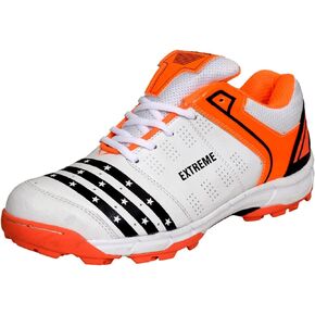 EXTREME-22 Rubber Sole Cricket Shoes for Boys and Men (White Blue)