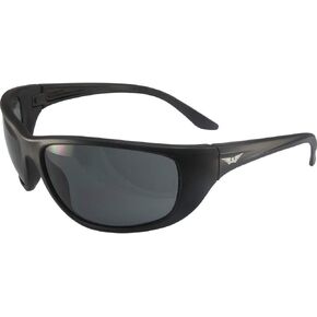 Global Vision Hercules 6 Motorcycle Safety Glasses ANSI Z87.1 & MIL-PRF-32432 Standards, Shatterproof Polycarbonate Lenses UV400 & Scratch-Resistant Riding Sunglasses Black Frame w/Smoke Lenses