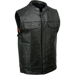 Milwaukee Leather SH2036 Men's Black Club Style' Open Neck Leather Vest