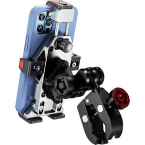 BRCOVAN Motorcycle Phone Mount with Vibration Dampener, Anti-Theft, Adjustable, Aluminum Alloy Handlebar Cell Phone Holder for Motorcycle Bike Bicycle Scooter ATV UTV, Fit 4.7''-7.2'' Smartphones