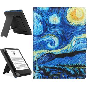 Universal Case Compatible with 6.8" Kindle Paperwhite/6" All-New Kindle 2022&2019/Kobo Clara HD/Kobo Clara 2E Leather Stand Cover for 6-6.8'' Pocketbook/Tolino E-Book Reader, Starry Night