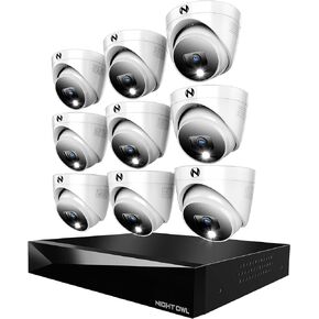 Night Owl 2-Way Audio 20 Channel DVR Video Home Security Camera System with (9) Wired 4K HD Indoor/Outdoor Deterrence Dome Cameras and 2TB Hard Drive (Add up to 4 Wi-Fi Cameras)