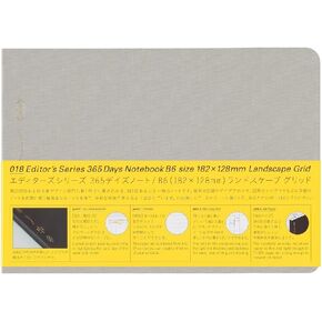 Nitoms S4178 STALOGY Notebook, B6, Squared, 365 Days Notebook, Landscape, Horizontal, Black