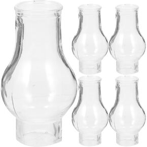 NUOBESTY 5pcs Mini Oil Lamp Chimney Replacement Clear Glass Hurricane Lamps for Oil and Kerosene Lamps