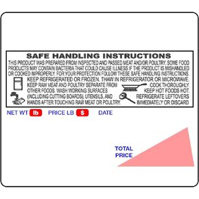 Globe/Ishida Scale Label GL-4164, Safe Handling, UPC, 64 mm x 59 mm (2.520" x 2.323"), 625 Labels/Roll, 12 Rolls/Case Made in USA (12 Rolls)