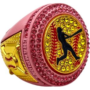 خواتم رياضية مخفضة، Softball Batter CHAMPION RING - جائزة اللاعب، ألوان متنوعة وأحجار كريمة (وردي) in Kuwait