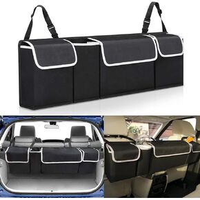 Trunk Organizer for Car, Car Trunk Organizer SUV Backseat Hanging Storage Bag with 4 Pockets, Collapsible Space Saver Car Interior Accessories for Wowen&Men