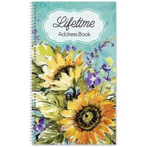 Watercolor Sunflower Address Book - 94 Pages; 5" x 8-1/2", Spiral Bound Address Book