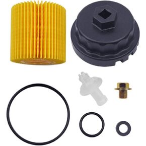 Genuine Oil Filter,Wrench,Oil Drain Plug Compatible With Lexus,Toyota,Camry,RAV4,Highlander,Sienna,Tundra And More With 04152-YZZA1 Oil Filter-Fits 64mm Cartridge Style Oil Filter Housing