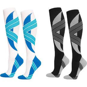 2 Pairs Compression Socks 20-30 mmHg, Compression Socks Men, Womens Compression Socks for Sports, Running, Flying