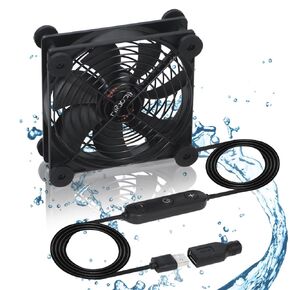 Dual 120mm Fan with 10 Speed USB 5V Fan DC 12V IPX5 Waterproof Fan PC Fan Portable Cooling Fan for Tablet TV Receiver Router DVR Xbox Greenhouse Kennel Computer Cabinet Component Cooling