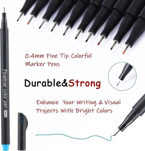RIANCY Set of 24 Sipa Fine Tip Pens 0.4mm Felt Tips Fineliner for Smooth Consistent Lines on Paper, Perfect for Adult Coloring Writing, Drawing, Teachers Student Projects in Saudi Arabia