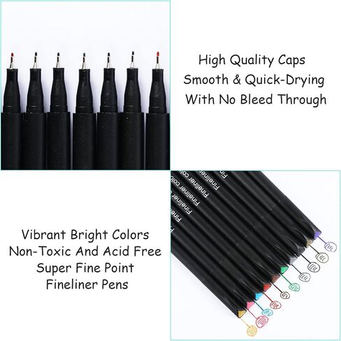 RIANCY Set of 24 Sipa Fine Tip Pens 0.4mm Felt Tips Fineliner for Smooth Consistent Lines on Paper, Perfect for Adult Coloring Writing, Drawing, Teachers Student Projects in Saudi Arabia
