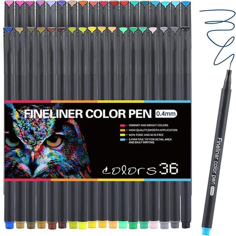 RIANCY Set of 24 Sipa Fine Tip Pens 0.4mm Felt Tips Fineliner for Smooth Consistent Lines on Paper, Perfect for Adult Coloring Writing, Drawing, Teachers Student Projects in Saudi Arabia