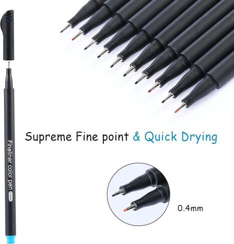 RIANCY Set of 24 Sipa Fine Tip Pens 0.4mm Felt Tips Fineliner for Smooth Consistent Lines on Paper, Perfect for Adult Coloring Writing, Drawing, Teachers Student Projects in Saudi Arabia