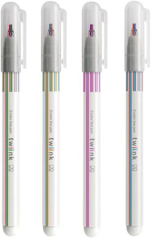 Two Color Line Pen'' twiink'' Different 4 Colors Pattern Set (Pink x Ligh Blue, Violet x Pink, Light Blue x Orange, Pink x Green) in Saudi Arabia