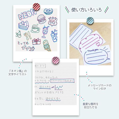 Two Color Line Pen'' twiink'' Different 4 Colors Pattern Set (Pink x Ligh Blue, Violet x Pink, Light Blue x Orange, Pink x Green) in Saudi Arabia
