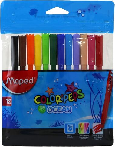 Maped Color'Peps Ocean Pens with Plastic Pouch Assorted Colours, 845720 in Saudi Arabia