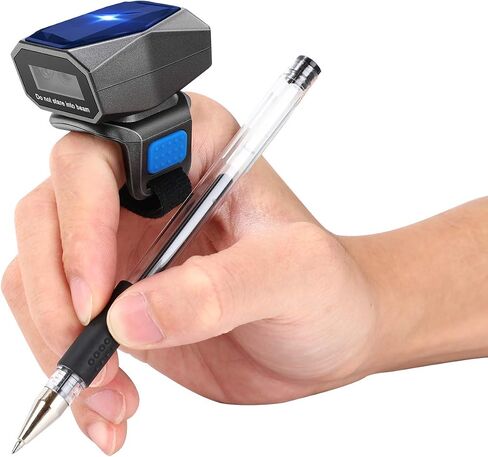 Eyoyo Upgraded 2D Ring Barcode Scanner Bluetooth, USB Wired & 2.4G Wireless & Bluetooth Mini Wearable Bar code Scanner, 1D 2D QR Image Barcode Reader PDF417 Data Matrix for iPhone, Andriod, Tablet, PC in Saudi Arabia