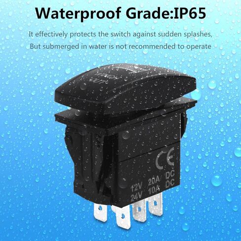 WATERWICH 7 دبوس ونش مؤقت في الخارج مفتاح تبديل الروك مقاوم للماء DC 20A 12V / 10A 24V غلاف أسود / ON-Off-ON DPDT مفتاح هزاز مضيء للسيارات والقوارب البحرية (أخضر) in Saudi Arabia