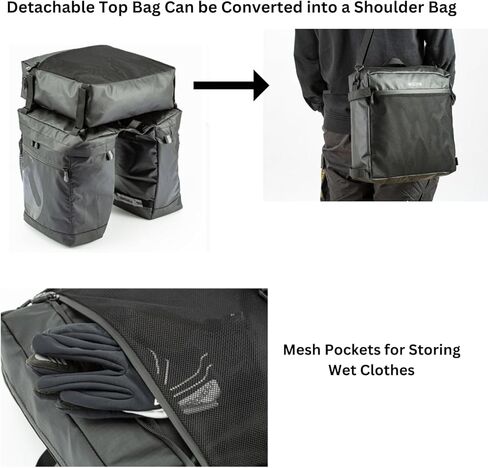 50L Bike Panniers, Water Proof Large Capacity Bags for Rear Rack Back of Bicycles Including Electric Ebike, Bike Trunk, Reflective Trims, Shoulder Bag Convertible in Kuwait
