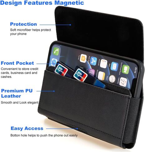 PU Leather Phone Holster Belt Case for Samsung Galaxy S24 Ultra S23 Ultra S22 Ultra A03S A14 A13 A12 A32 5G A23 Note 20 Ultra, Moto G Stylus 5G G Power 2023 2022 G Pure TCL 40XL Belt Clip Pouch Holder in Saudi Arabia